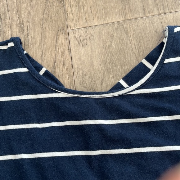 FEAGER Casual Striped Criss Cross Short Sleeve T Shirt Dress, Blue/White, Sz S - Picture 7 of 10
